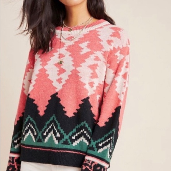 Anthropologie Aldomartins Nieves Sweater Pink Nordic Wool Alpaca - Picture 3 of 10